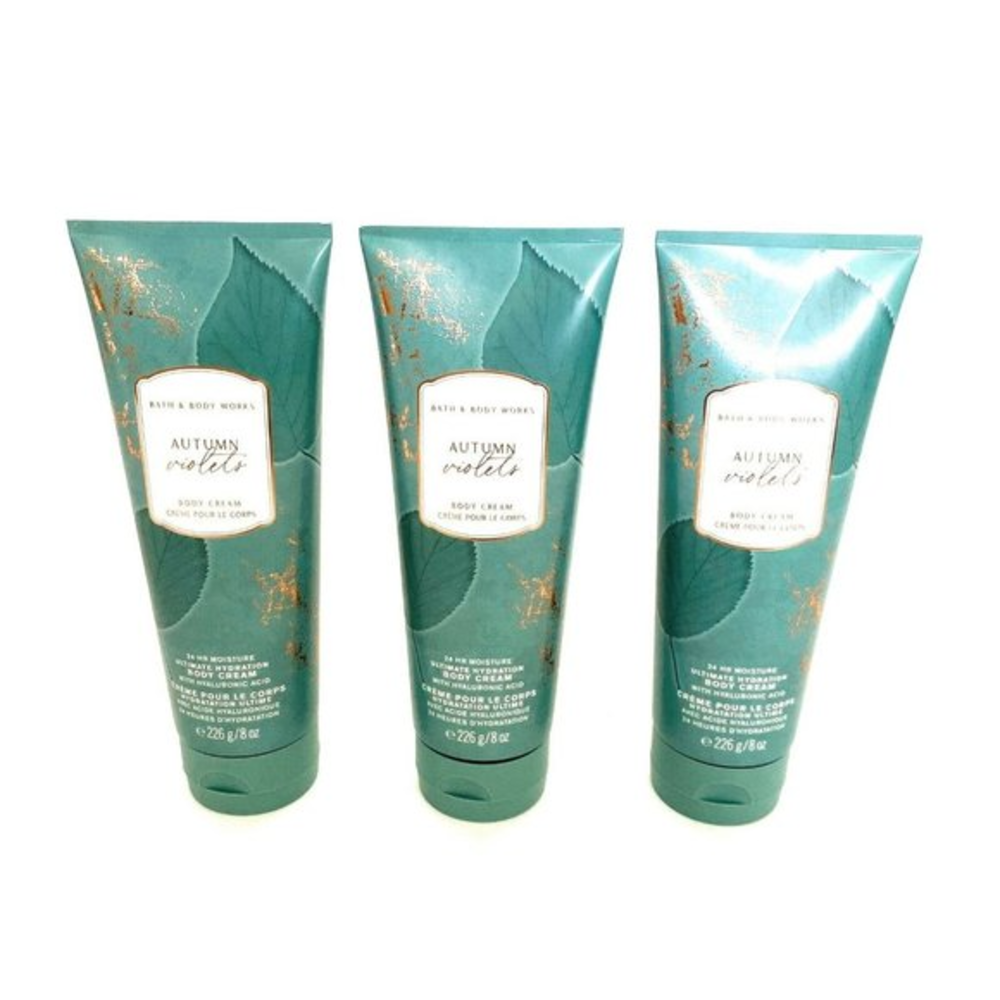 Bath and Body Works AUTUMN VIOLETS Shea Butter Body Cream 8 fl.oz. Set Ofโ 3